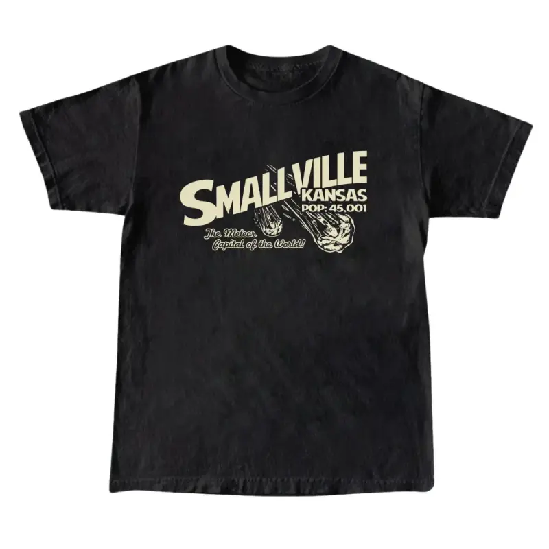 Smallville Kansas Pop 45001 Vintage Graphic Tee, Inspired Retro Town Shirt, Meteor Capital Funny USA Travel Graphic Tee, Shortsleeve, basic tops, Fabric Cotton, Women's Top, Menswear Top, Gifs, Streetwear