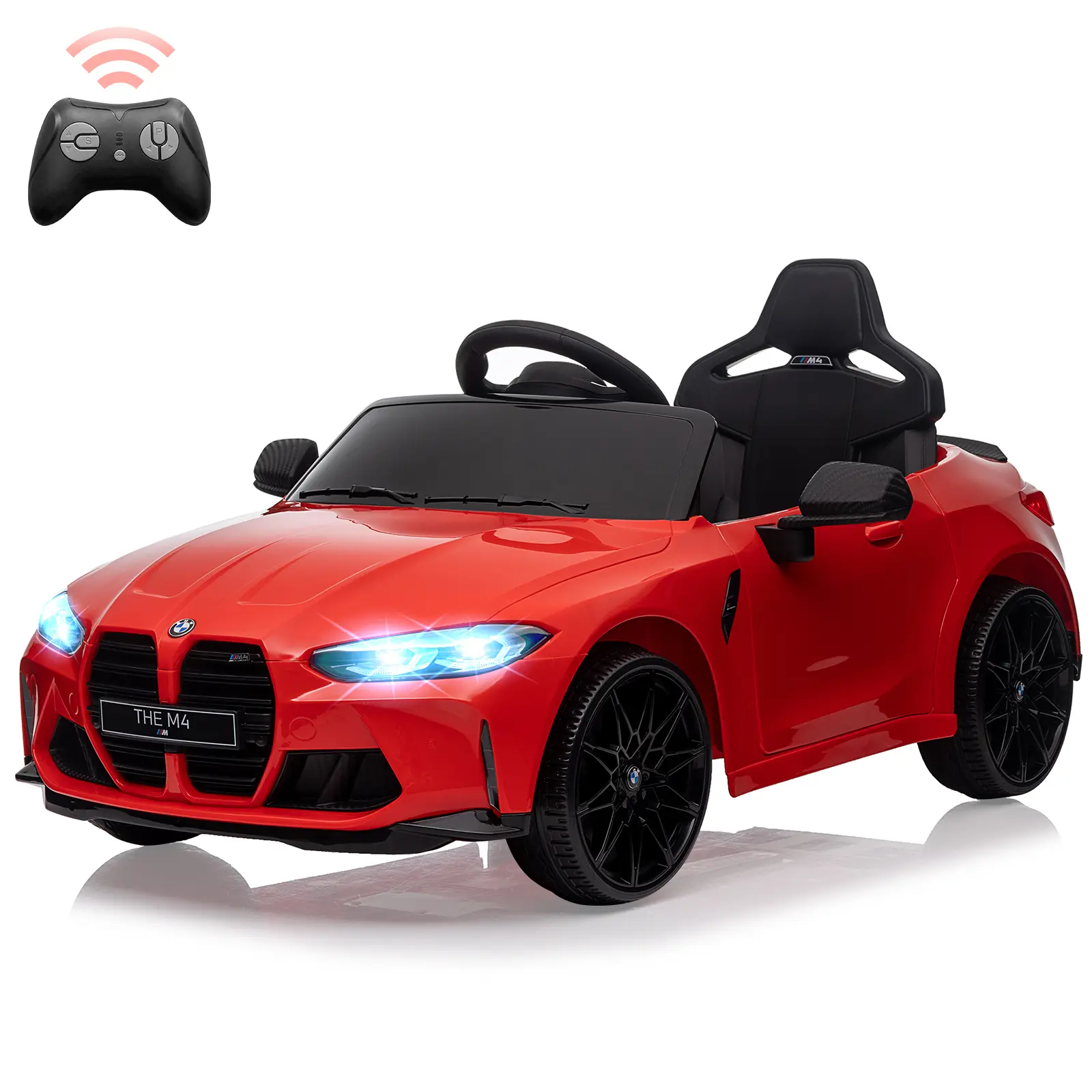 12V Electric Ride On Car w/RC, Licensed BMW M4 Electric Car for Boys and Girls, Electric Car w/Parental Remote Control, 3 Speeds, LED Lights, Music, Best Gift,Black