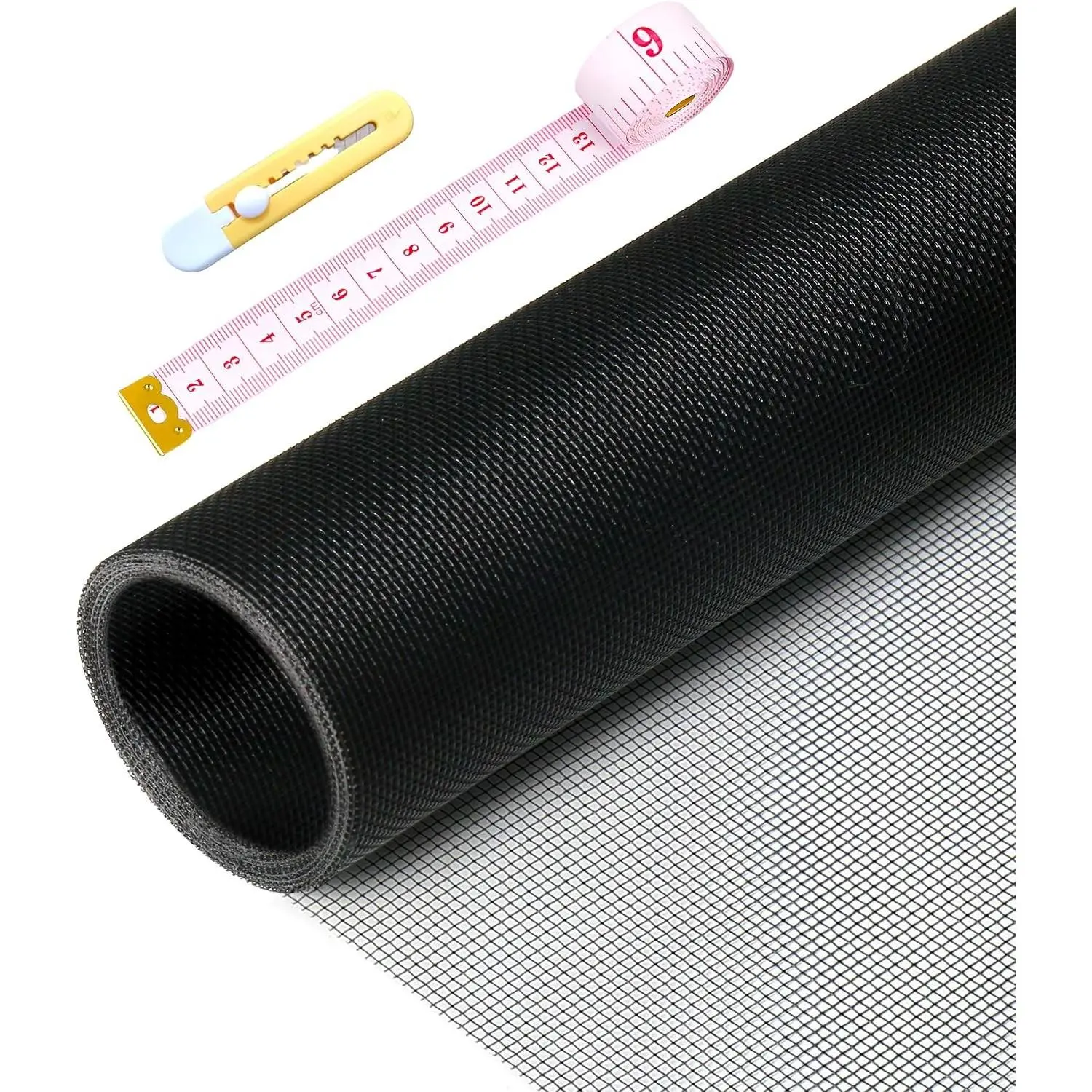 Window Screen Replacement Kit 39" W x 118" L Durable Window Screen Mesh for Patio Porch Door Windows with Rolling Tool and Screen Retainer Spline