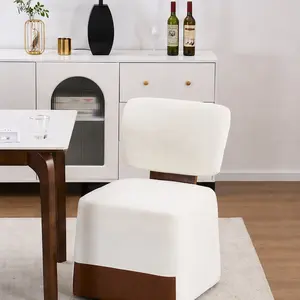 ARCH Linen Upholstered Armless Dining Chair with Casters, Ivory, Foam Filled, Easy Assembly, Smooth Rolling, Versatile for Living Room, Office, Bedroom, 21W x 25.2D x 33.26H in, Single Box, Ivory Color Options, Linen Material, Product Dimensions: