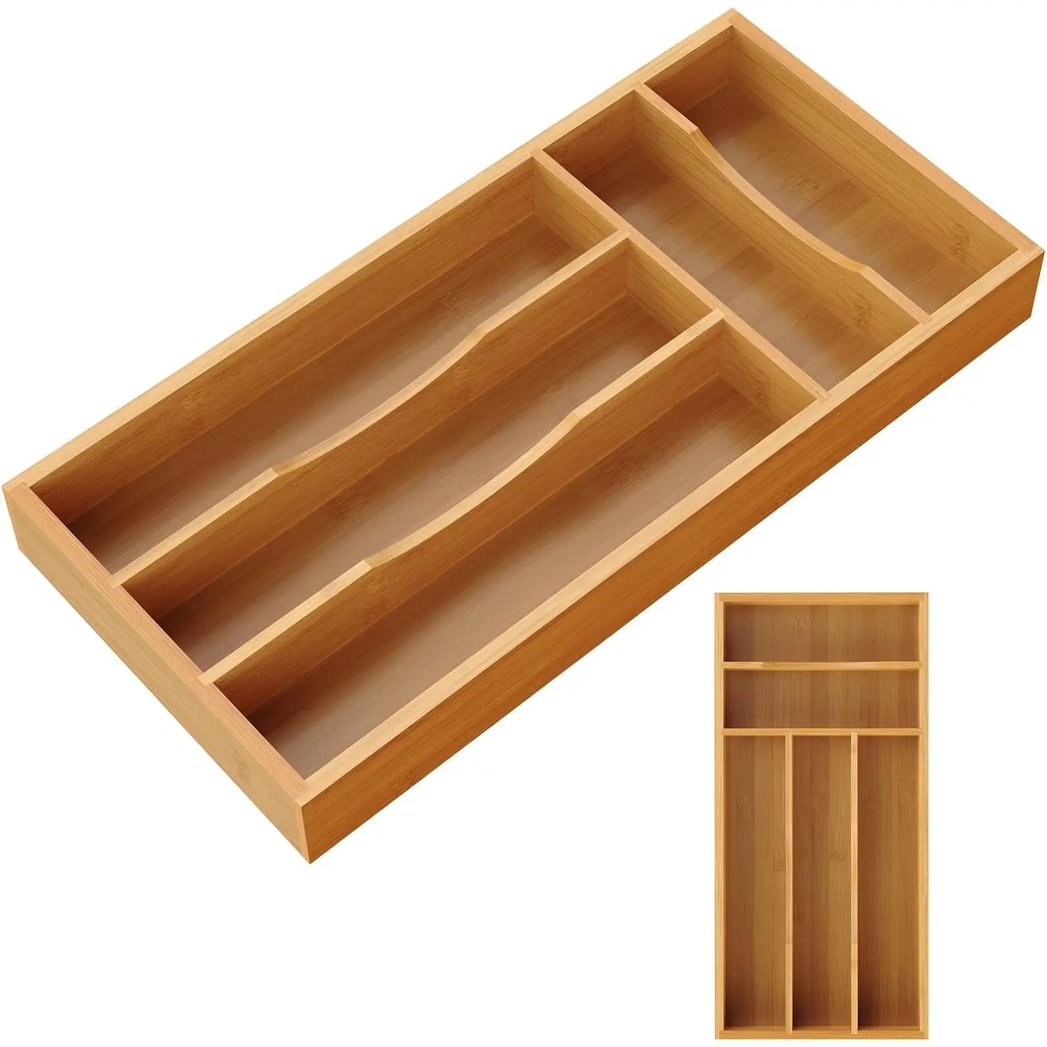 Small Silverware Organizer,  Kitchen Drawer Cutlery Organizer, Utensil Holder, Flatware Organizer Tray (6.7"x14.2"x1.6")