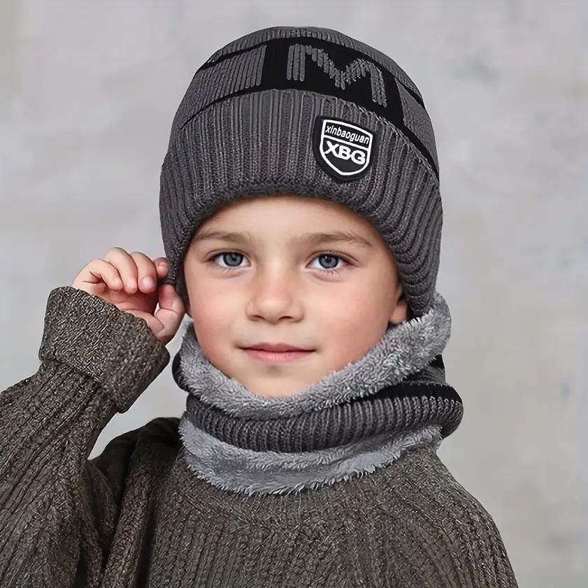 2pcs Kids' Winter Hat & Scarf Set - Thick Warm Beanie with Ear Flaps, Stretchy Fit, &, Perfect for Outdoor Play, School, Christmas, Winter Hat For Boys, School Winter Wear, Festive Winter Wear, Soft Winter Wear