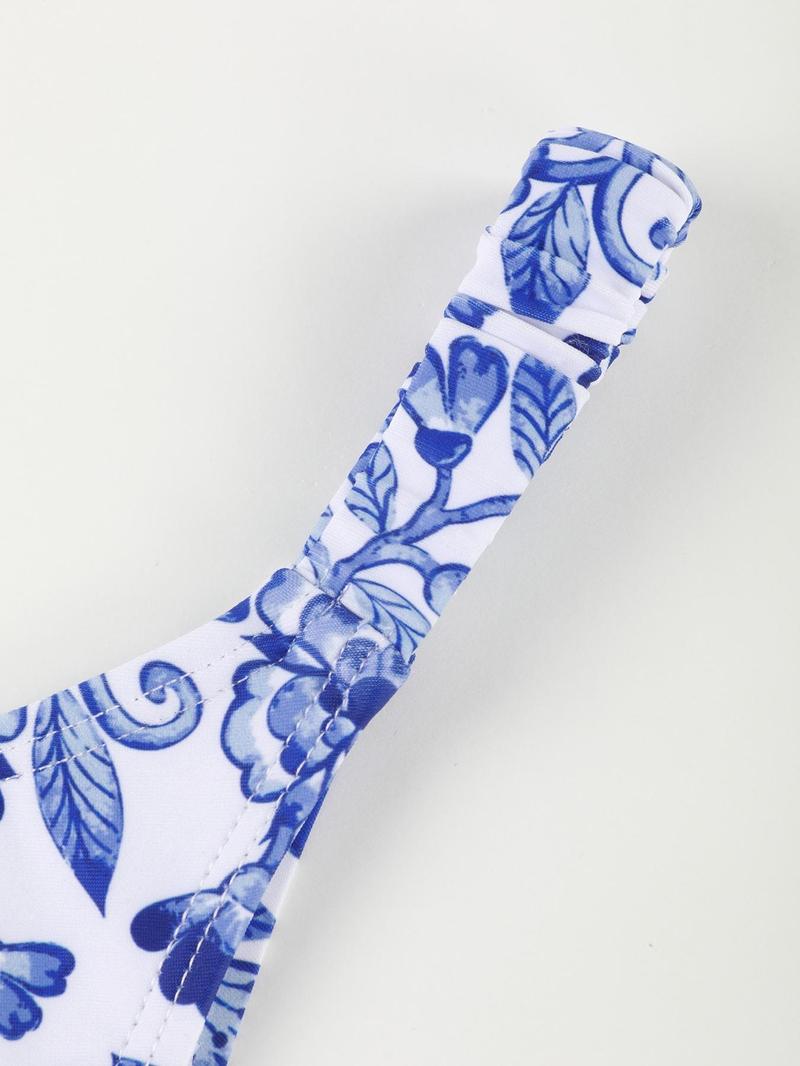 Women's 2pcs Floral Print Bikinis Set, Push Up Swim Bra & High Cut Swim Bottom, Fashion Chic Swimwear for Summer Beach Holiday Vacation, Push Up Swimsuit