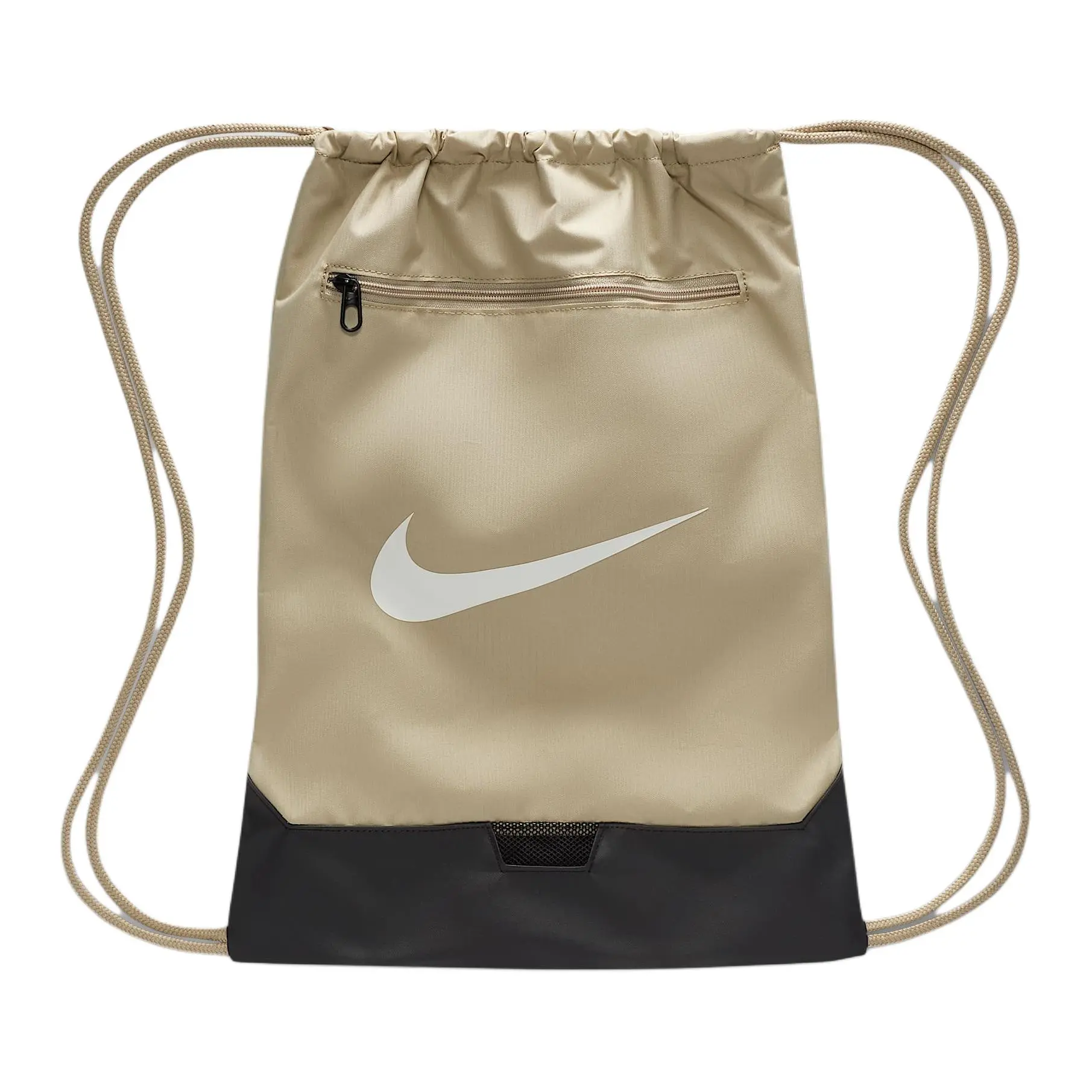 Nike Brasilia 17L Lightweight Backpack for Men and Women – Minimalist Logo Design in Desert Khaki, Black, and Canvas White