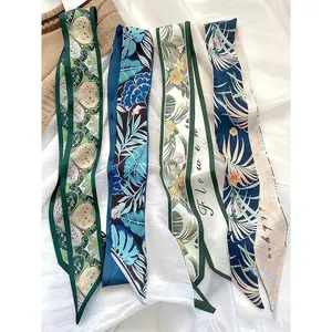 4/8pcs Elegant French Floral Polyester Scarf for Women and Girls, Vintage Hairband, Woven Ribbon, Multifunctional Scarf, Bag Accessory
