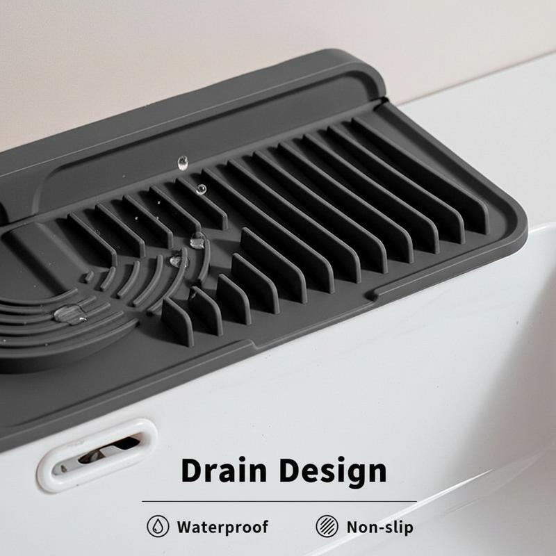Kitchen Sink Faucet Mat, Silicone Folding Splash Guard, Draining Mat with Button Lock, Sink Faucet Protector, Sink Accessories for Kitchen Hands-Free Flat Floor Mop Bucket Set Suction Cup Sponge Holder for Kitchen Sink  semiannual  sale  2023  2025 easy i