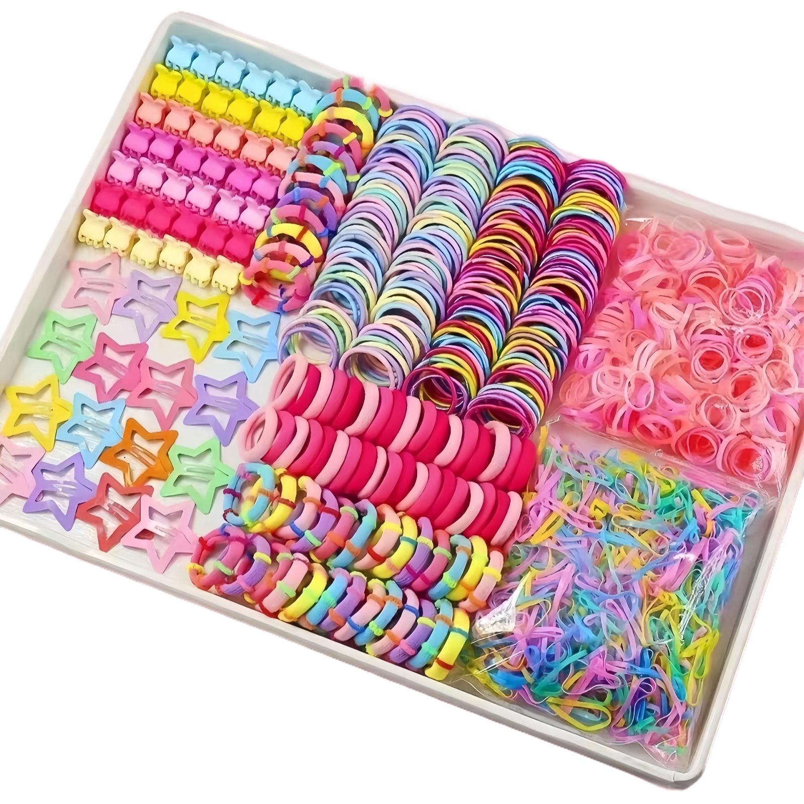 870-Piece Kids Hair Accessory Set, Includes Colorful Hair Bands, Bows, Clips, Ideal for Little Girls' Hairstyles, Party & Festival Use, Hair Accessories Sets