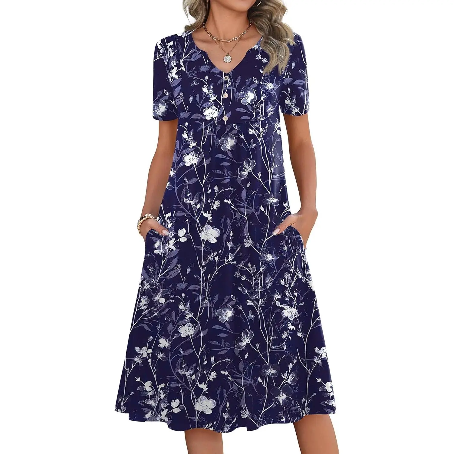 Navy White Flower