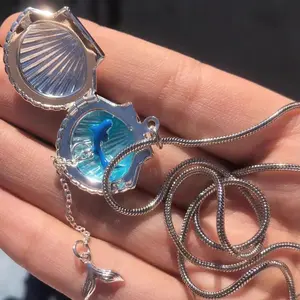 Game Love and Deepspace Rafayel Impression of Mermaid Necklace Qi Yu Blue Tail Necklace Cosplay Props Jewelry Accessories Gift