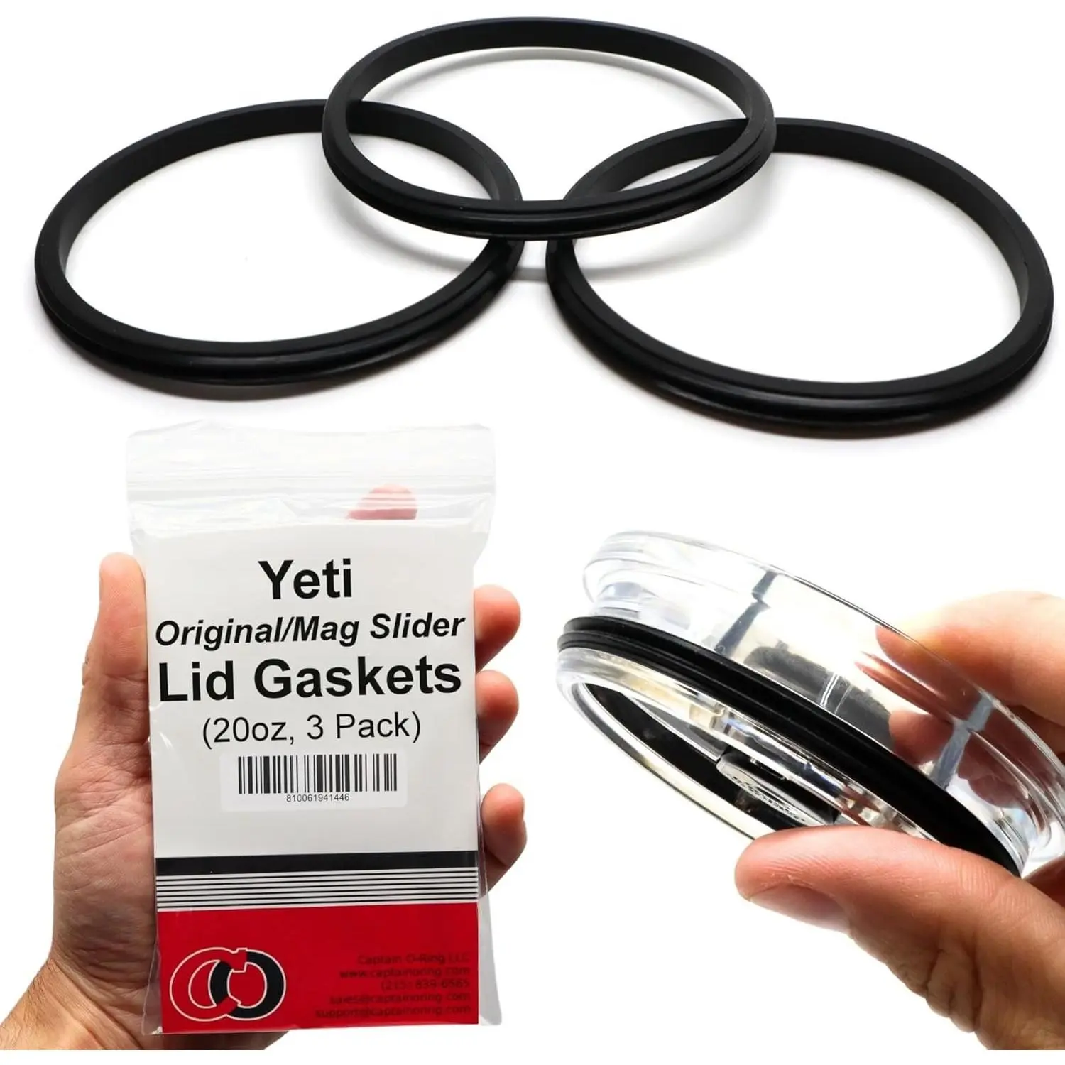 20oz Lid Seals (3 Pack), Replacement Gaskets for Stainless Steel Insulated Tumbler Mugs