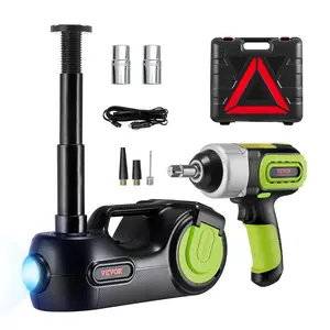 VEVOR Electric Car Jack 5 Ton Car Jack Hydraulic with Electric Impact Wrench, LED Light Hydraulic Auto Repair Tool, 135-360 mm Lifting Range for SUV MPV Sedan Truck Repair