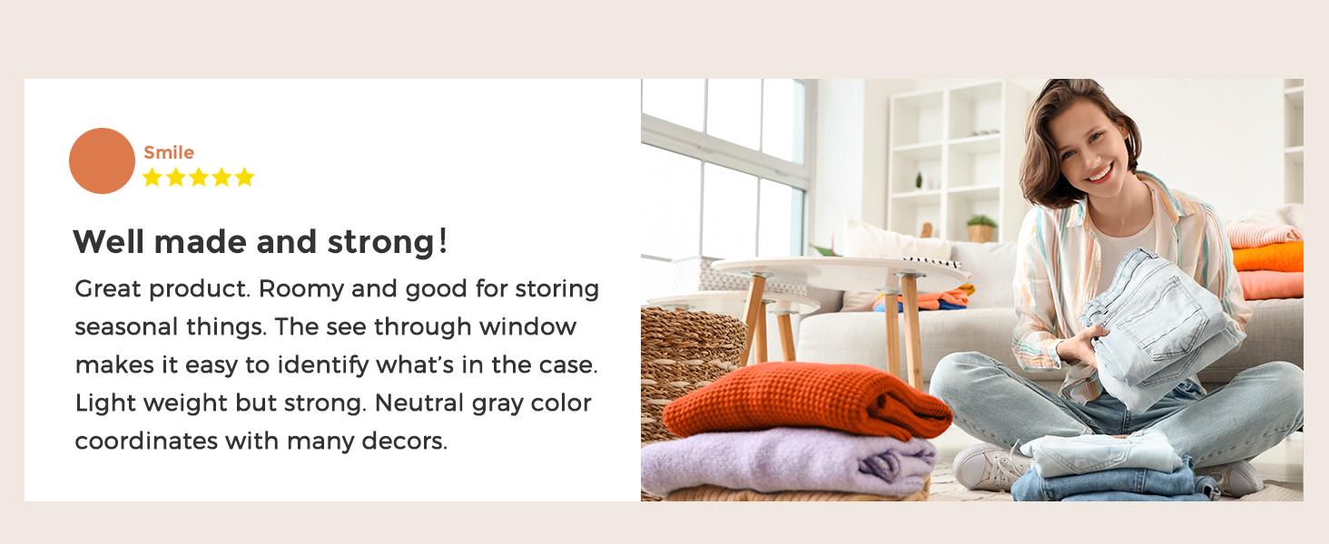 Large Storage Bags, 4 Pack Clothes Storage Bins Foldable Closet Organizers Storage Containers with Durable Handles Thick Fabric for Blanket Comforter Clothing Bedding 90 L (Gray)