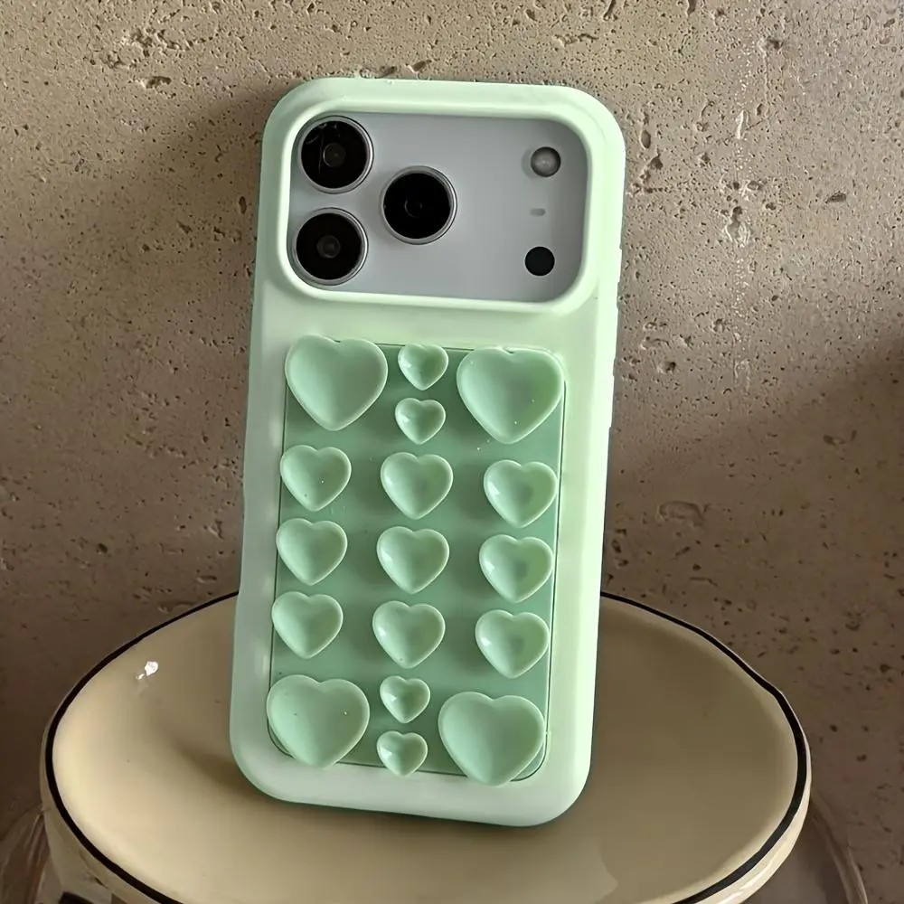 Phone Case: Dopamine Heart Phone Case + Suction Cup Sticker Holder for iPhone 17 Pro Max 16 15 13 12 11 Pro Max Plus 17 Air Soft TPU Back Cover