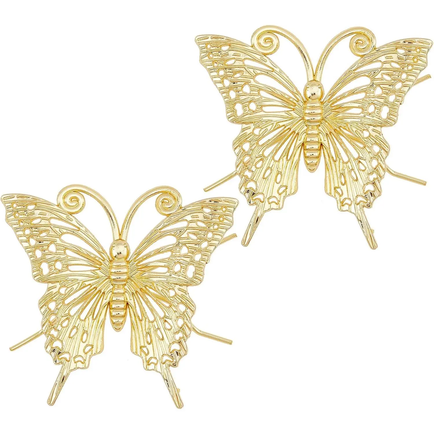 2 count  Butterfly Sculpture 2.8x2.6x1.4 inch Solid Metal Butterfly Figurine  Butterfly Model Ornament Golden  Figurines for  Office Garden Desktop Decor