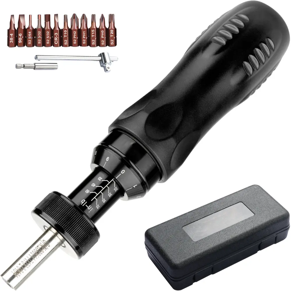 1/4 Inch Adjustable Precision Torque Screwdriver, 10-70 in-lbs Torque Tool with Magnetic Bits for Electronics, Machinery Repair