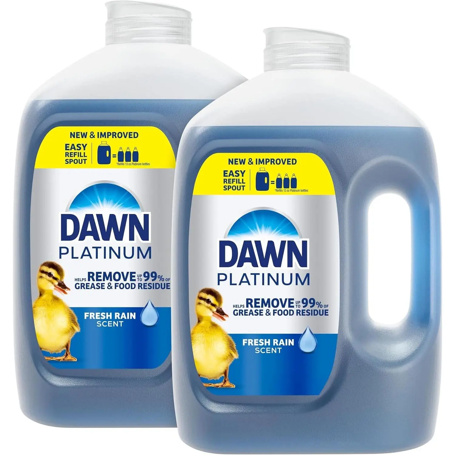 Dawn Platinum Refill Jug Dish Soap, Fresh Rain Scent Liquid Dishwashing Detergent Powerful Dawn Dish Soap for Tough Grease Removal Dishwashing Liquid Value Pack, 51.5 oz (Pack of 2)