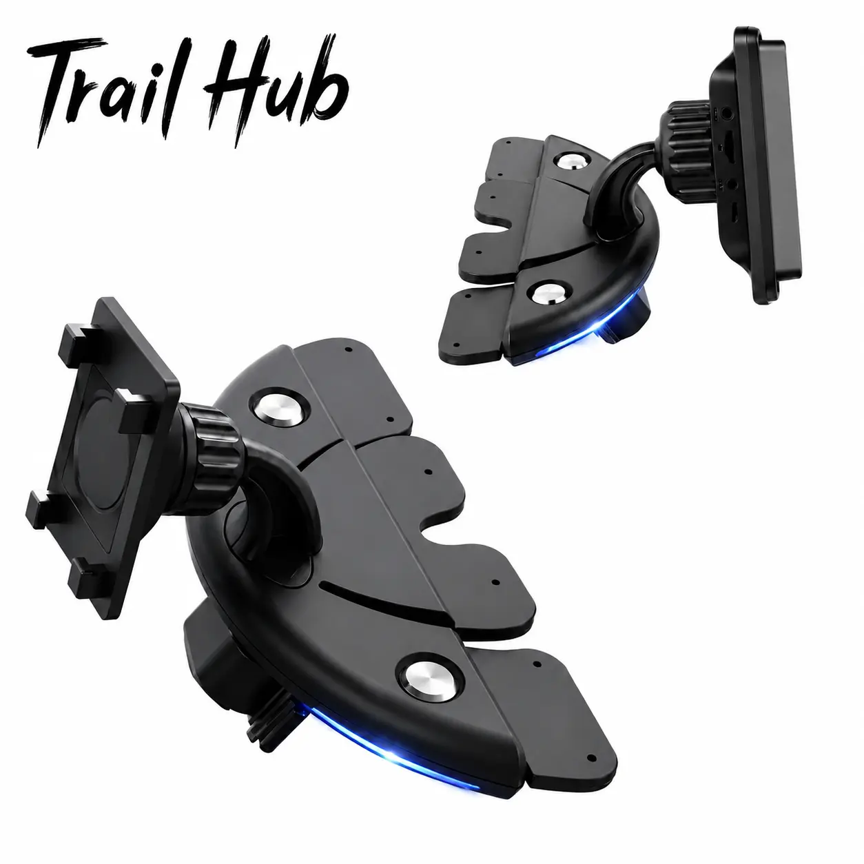 360-degree adjustable car mount with universal CD slot compatibility, triangle-stabilized base for secure, wobble-free mounting of CarPlay displays, GPS navigators, dash cams, and other 3.5–7-inch devices in all vehicle models