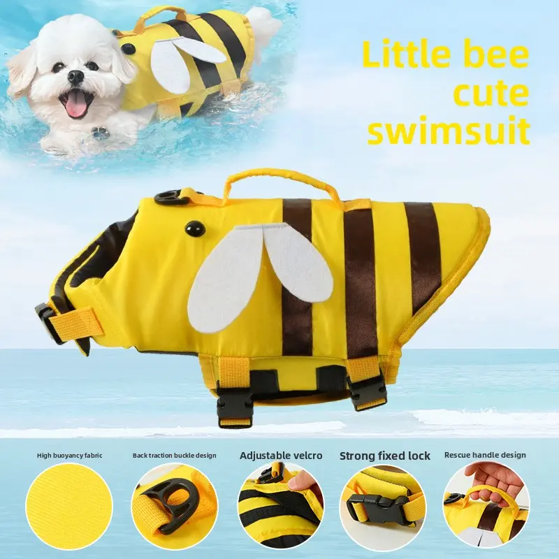 New High Buoyancy Dog Life Jacket, Adjustable Pet Swimming Safety Flotation Vest Summer Water Float Suit Outdoor for Small Medium Dogs Teddy Bichon Frise Pool Beach Boating Pet Supplies