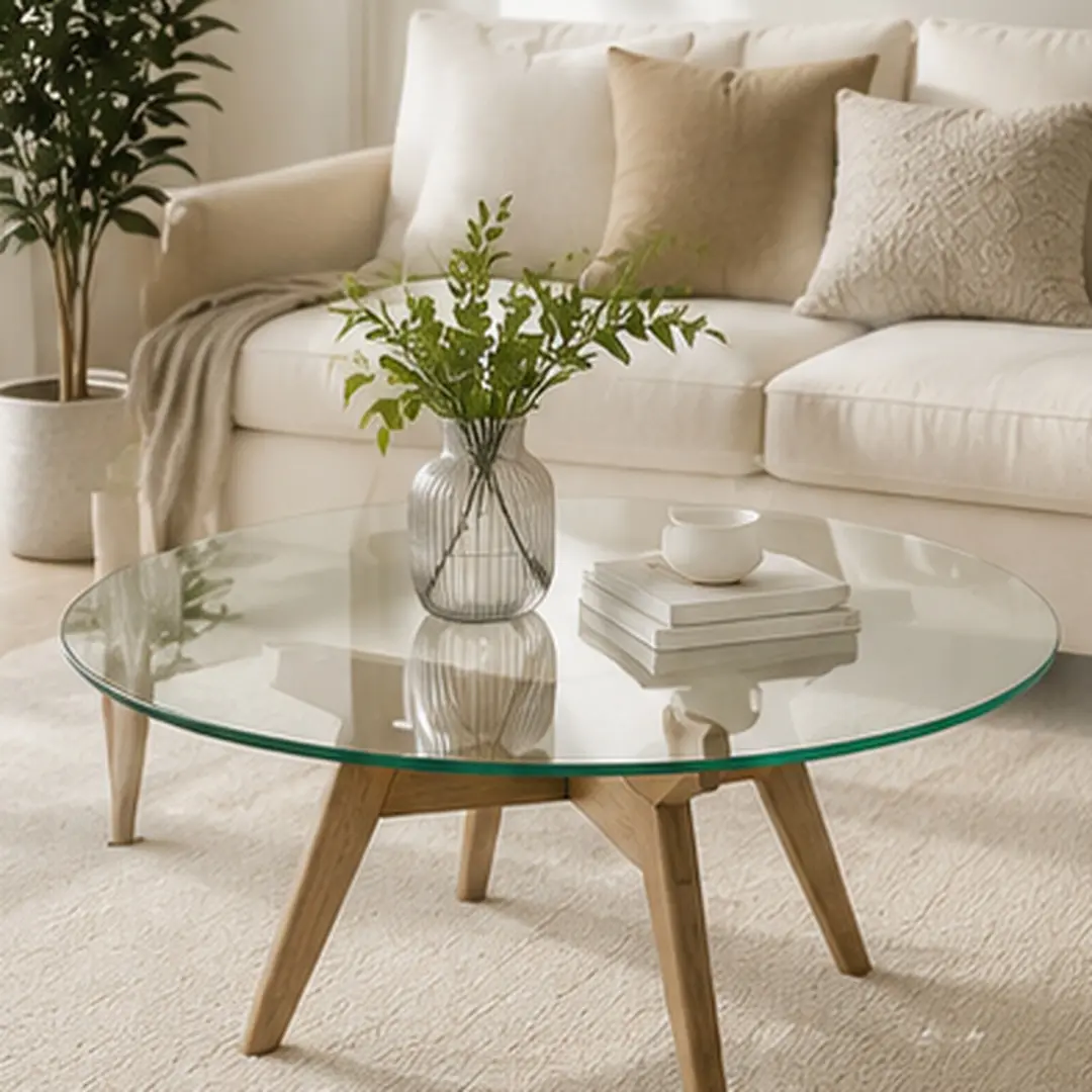 ARCH 30 Inch Round Tempered Glass Table Top Clear 1/4 Inch Thick Polished Edge Coffee Table Top Replacement for Dining Room Living Room Patio Office Furniture Transparent, Transparent Color Options, Tempered Glass Material, Product Dimensions: