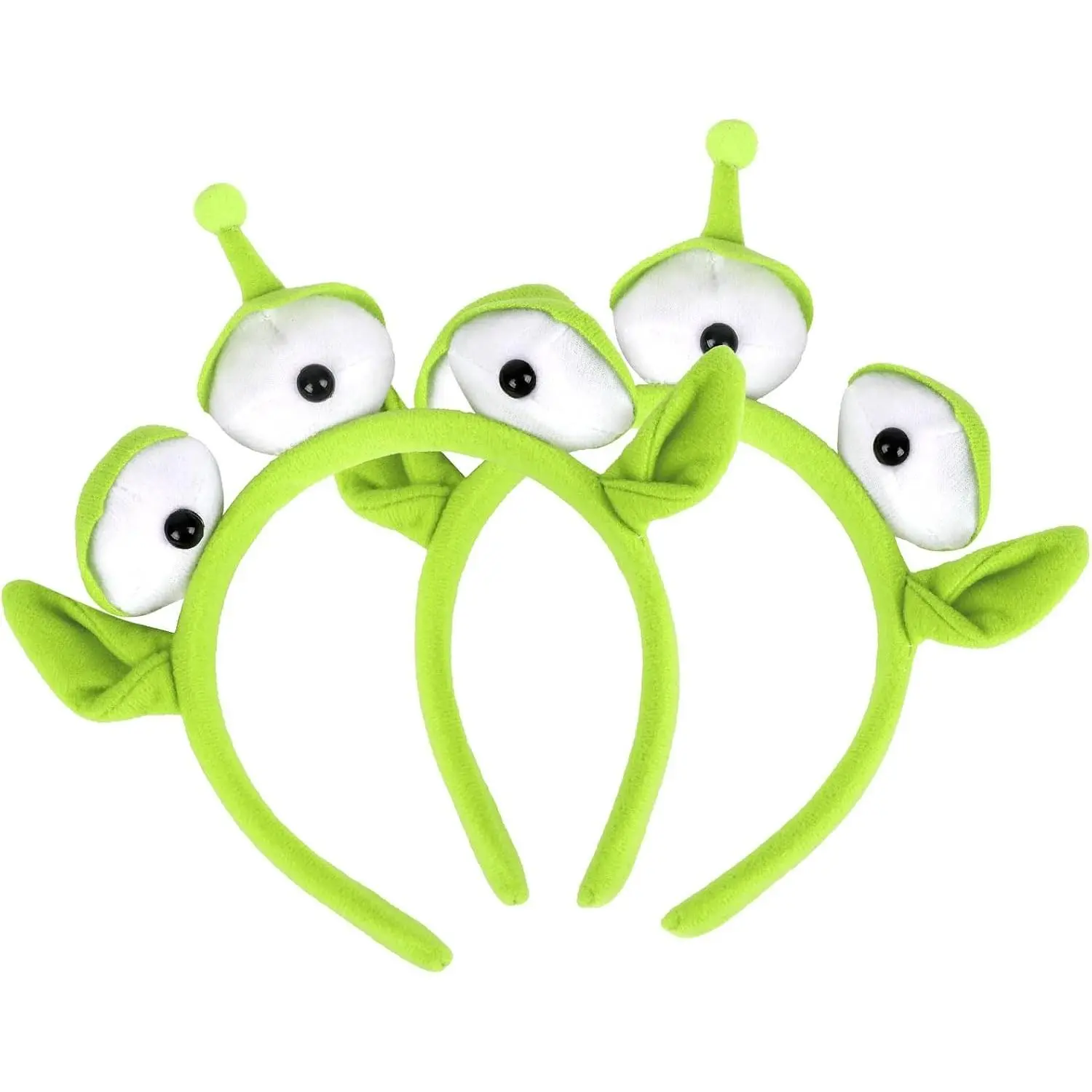 2-Pack Alien Plush Headband, Green Three-Eyed Alien Headband, Halloween Party Costume Accessories, Fun Plush Headwear for Adults and KidsGift