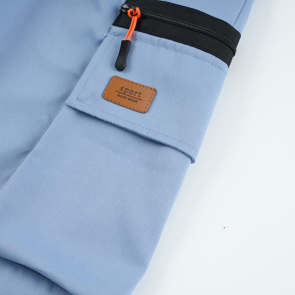 Premium Quick Dry Mens Light Blue Cargo Shorts Casual Drawstring Elastic Waist Zipper Pocket Breathable Athletic Shorts for Gym Workouts Running and Daily Activities