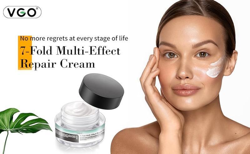 VGO Moisturizing Cream 7-Fold Multi-Effect Repair Cream Body and facial moisture skincare for Skin Daily Repair, Any skin type 100ml / 3.53oz moisturizer  pilling collagen brighten Organic Smooth Lymphatic Contour Brush Turmeric Cleansing Set stamp