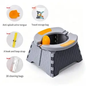 Foldable Portable Potty Training Seat, Universal Indoor Outdoor Toilet Chair with Storage Bag & 30 Disposable Liners