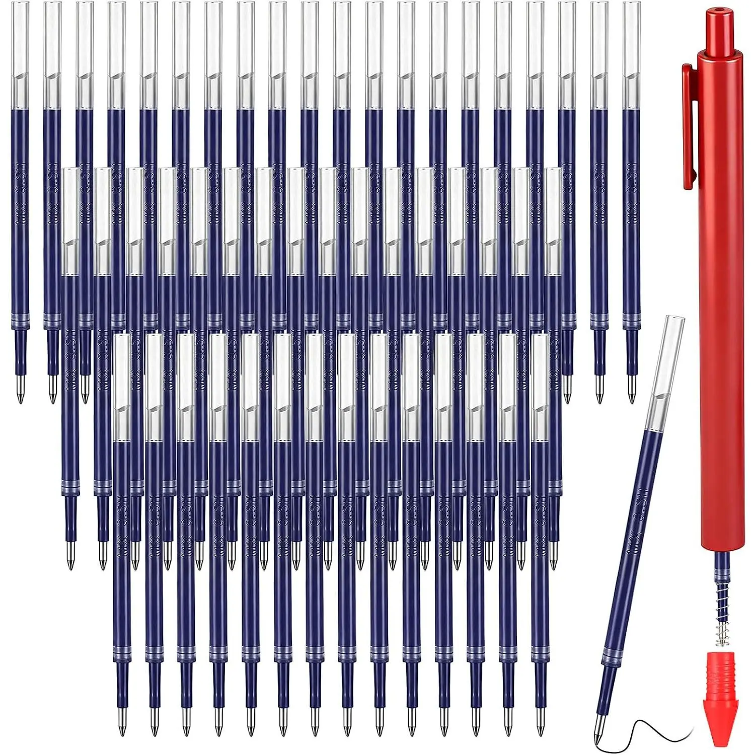50 count Retractable Gel Pen Refills, 0.5mm Gel Ink Pens Refills Bulk Large Capacity Smooth Writing  Dry for Writing Journaling Taking Notes Office Supplies(Blue)