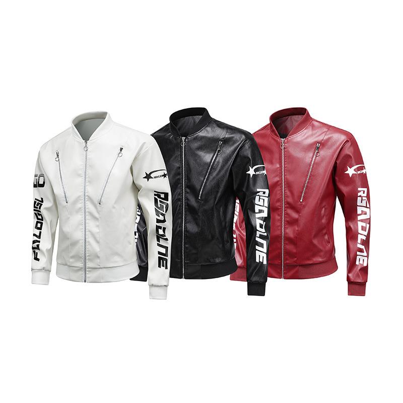 Men's Heavyweight Retro Hip-Hop Street Motorcycle Jacket Men's Leather Jacket Loose Fit