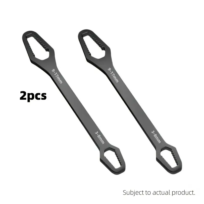 2 Pack Carbon Steel Double End Universal Wrench, Multi Sizes Adjustable Spanner, Mechanical Repair Hand Tool Set, Multifunctional Wrench