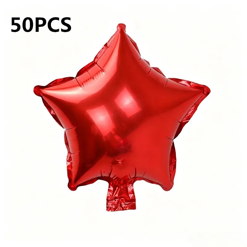 50pcs Solid Color 5 Inch Star Aluminum Foil Balloons, Festival Birthday Party Decorations, Single Color Star Alum Foil Party Setup