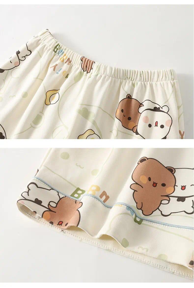 Bubu Dudu Pajama Set Soft Comfortable Sleepwear Cotton Loose Pyjama Suit Loose Home Clothes Are Cold SummerClothes Birthday Gift