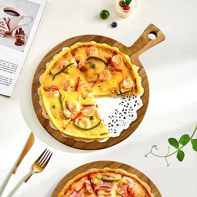 Round Bamboo Cutting Board, Pizza Tray, Cheese Board, Food Serving Plate, Bread and Cookie Holder, Kitchen Utensil, Eco-Friendly Design