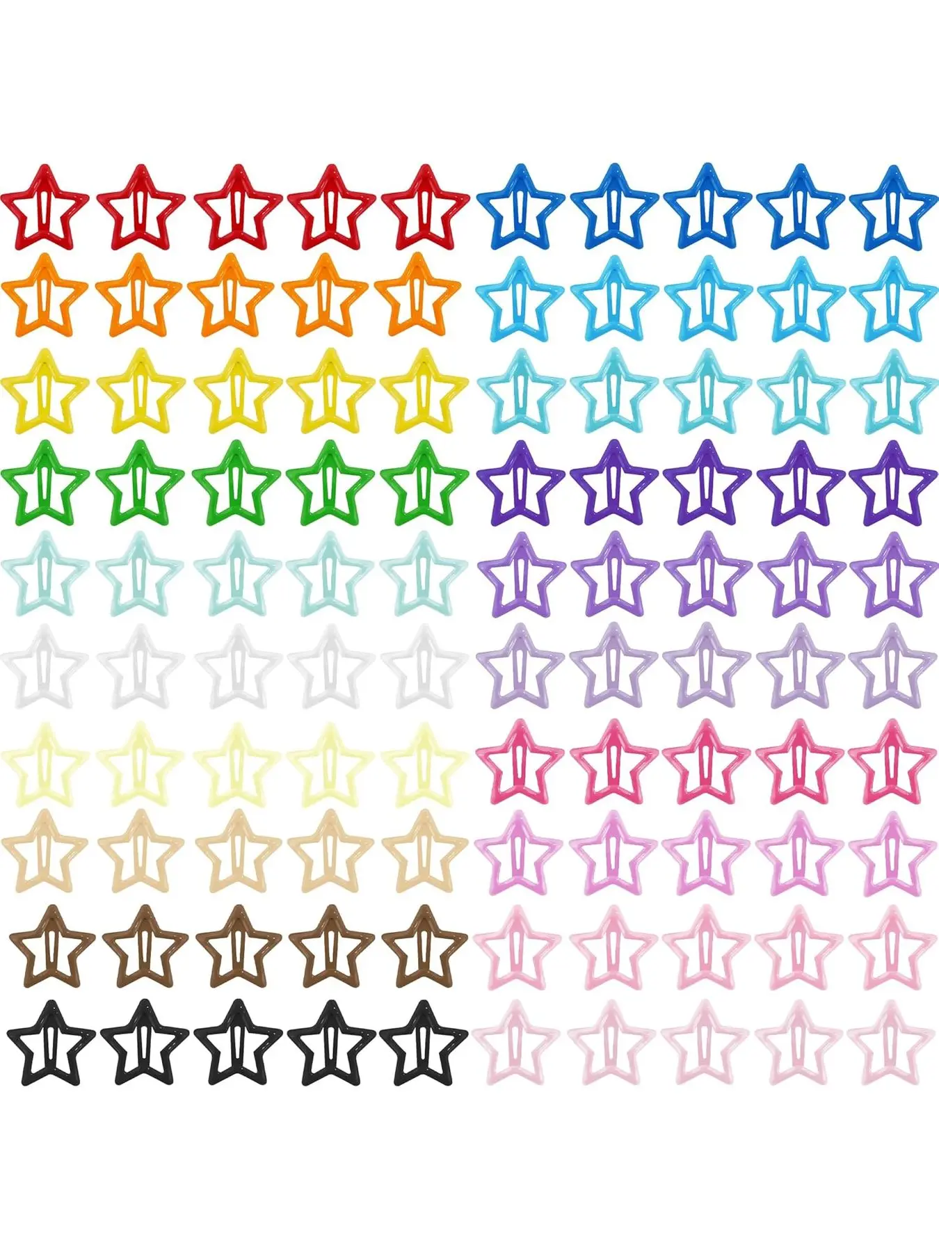 100-Piece 3-cm Mini Star Snap Hair Clips, Y2K Multicolor Non-Slip Metal Hair Accessories for Girls & Women