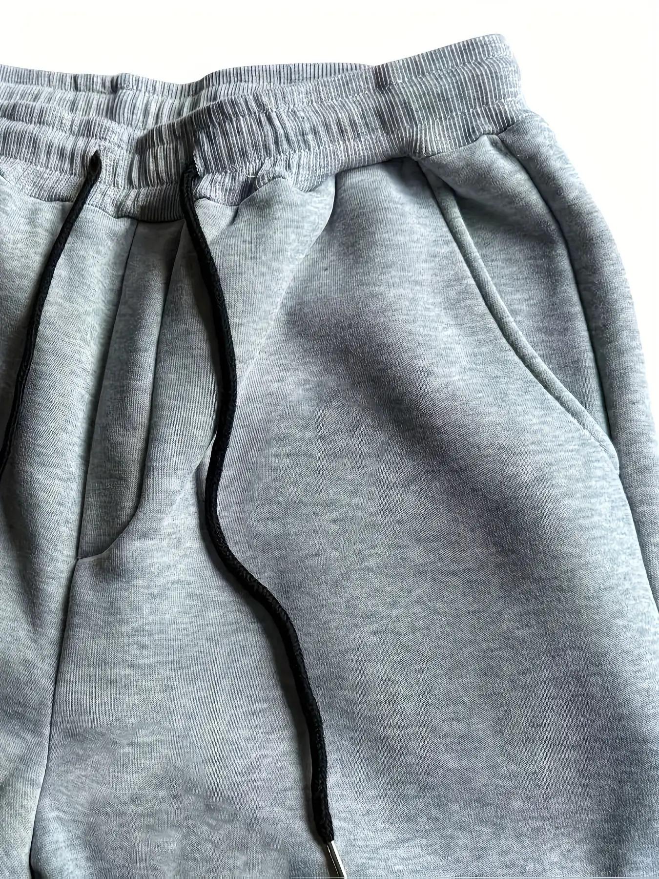 Men's Elastic Waist Sports Pants - Lightweight and Warm with Pockets, Loose Casual Autumn and Winter Outdoor Running Long Pants, Machine Washable Solid Color Comfortable Sports Pants