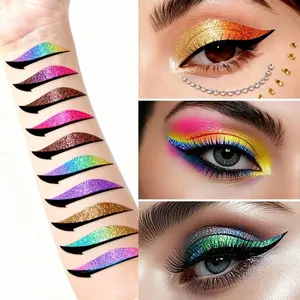 8pcs Self-Adhesive Eyeliner Stickers, Waterproof Glitter Makeup, Winged Eyeliner Tape, Reusable Eyeliner Pen, Double Lid Adhesive Pads