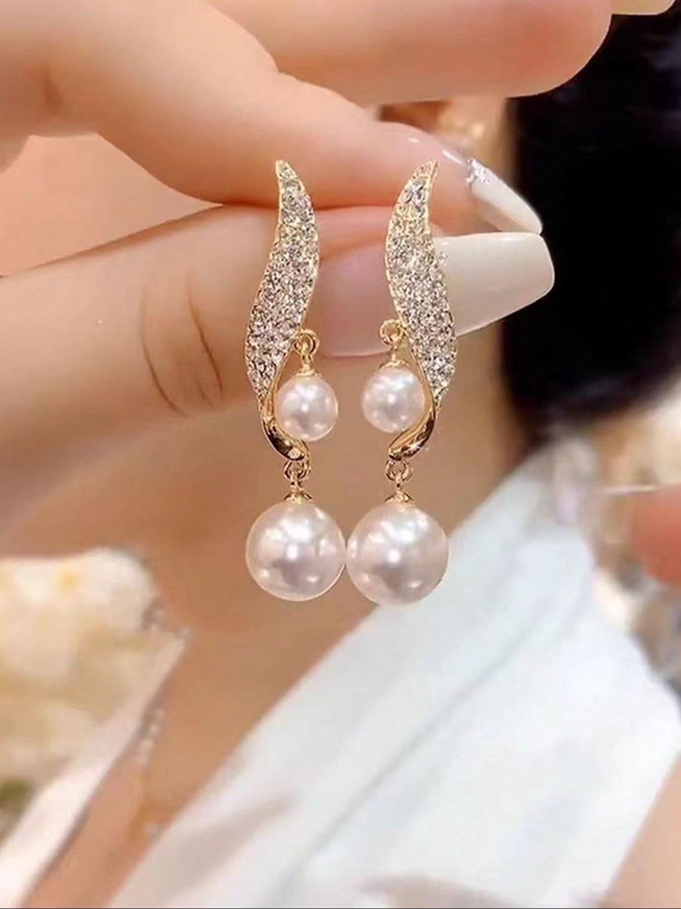 Faux Pearl Decorated High Quality Earrings, Elegant Jewelry for Party, Daily Clothing Decor, Trendy All-match & Exquisite Jewelry for Birthday Gift