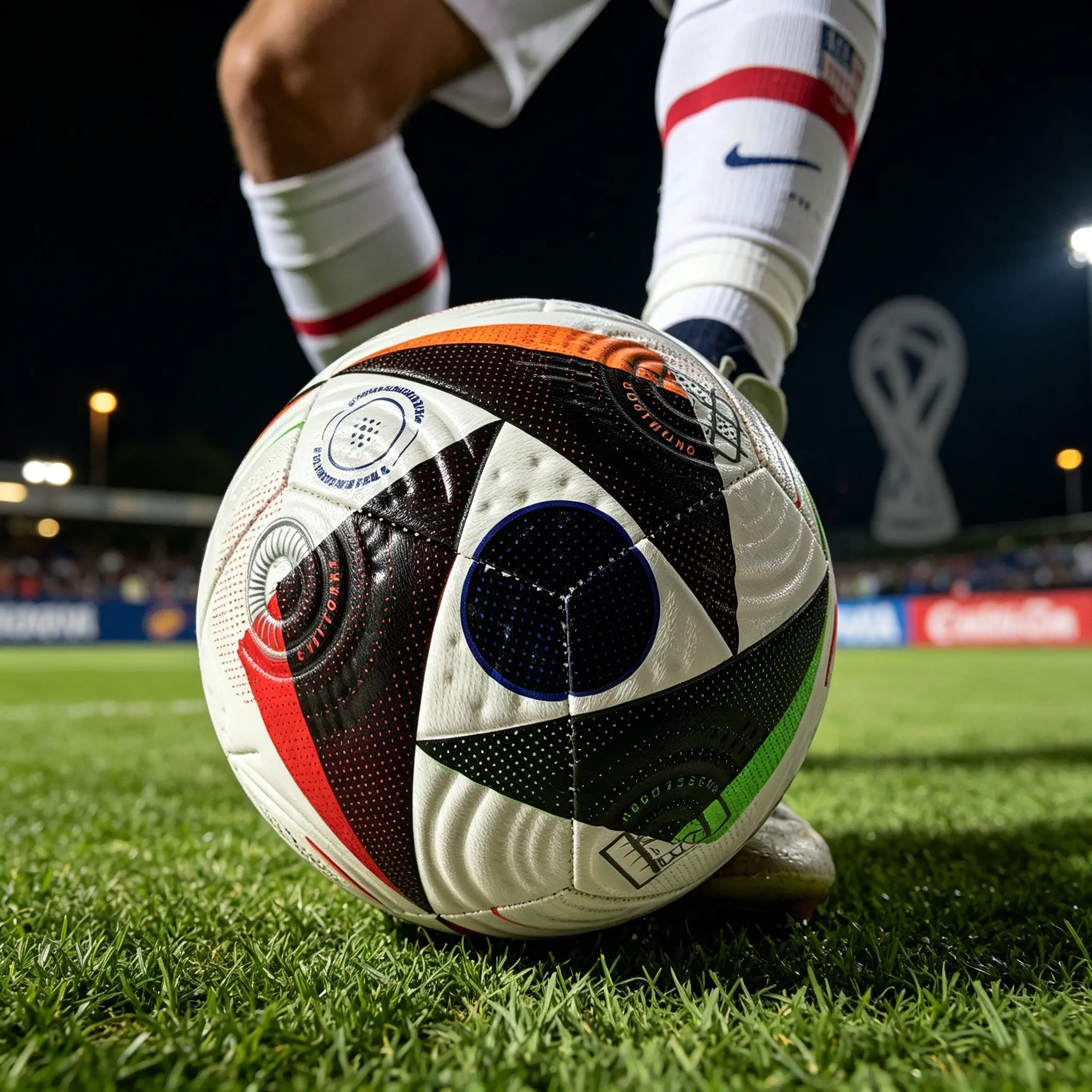 Euro 2024 Fussballliebe Inspired Size 5 Competition Football, Multi-Dot Textured PU PrecisionShell Soccer Ball 3-Layer Durable Structure for Daily Training League Match Outdoor Play Football Equipment Football Balls