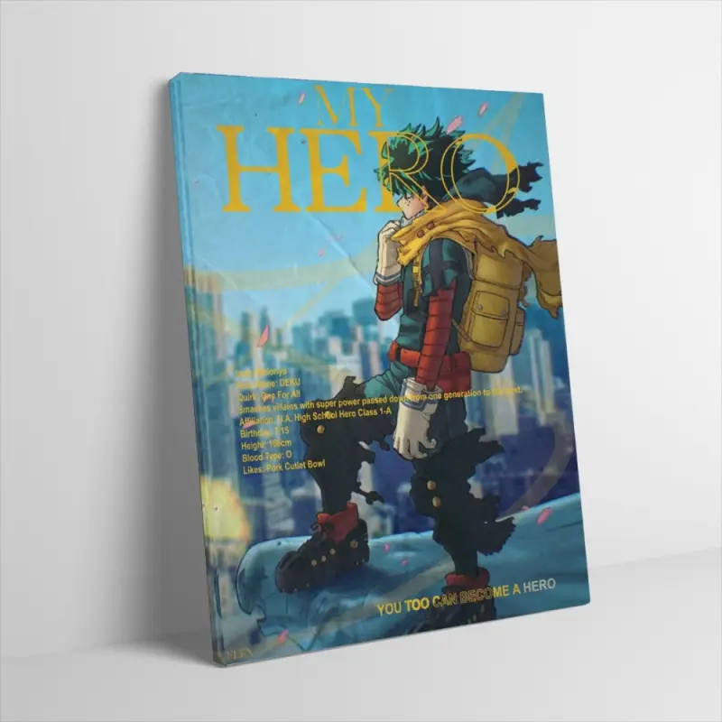 My Hero Academia Deku Poster Canvas Wall Art Izuku Midoriya Vigilante Costume Style Art Print Retro Anime Fashion Magazine Cover Wall Decor for Gaming Room Boy Bedroom Otaku Den Unframed