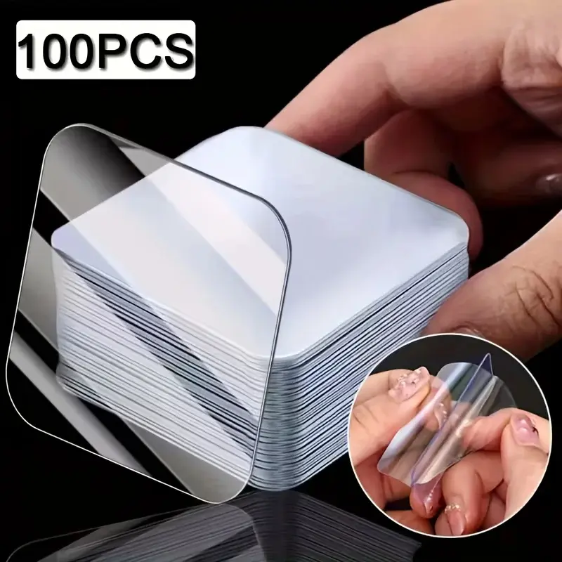 100pcs Super Strong Double-Sided Tape, Double Stick Tape, Transparent No Drilling or Nails Needed, Suitable for Plastic, Glass, Metal, Stone