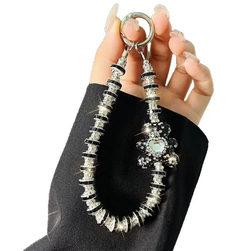 Cute Bear Shaped Keychain with Shiny Rhinestone Pendant, Dual Use Bag & Phone Hanging Charm, Portable Decorative Key Ring Accessory for Daily Use, Ideal Small Present for Ladies
