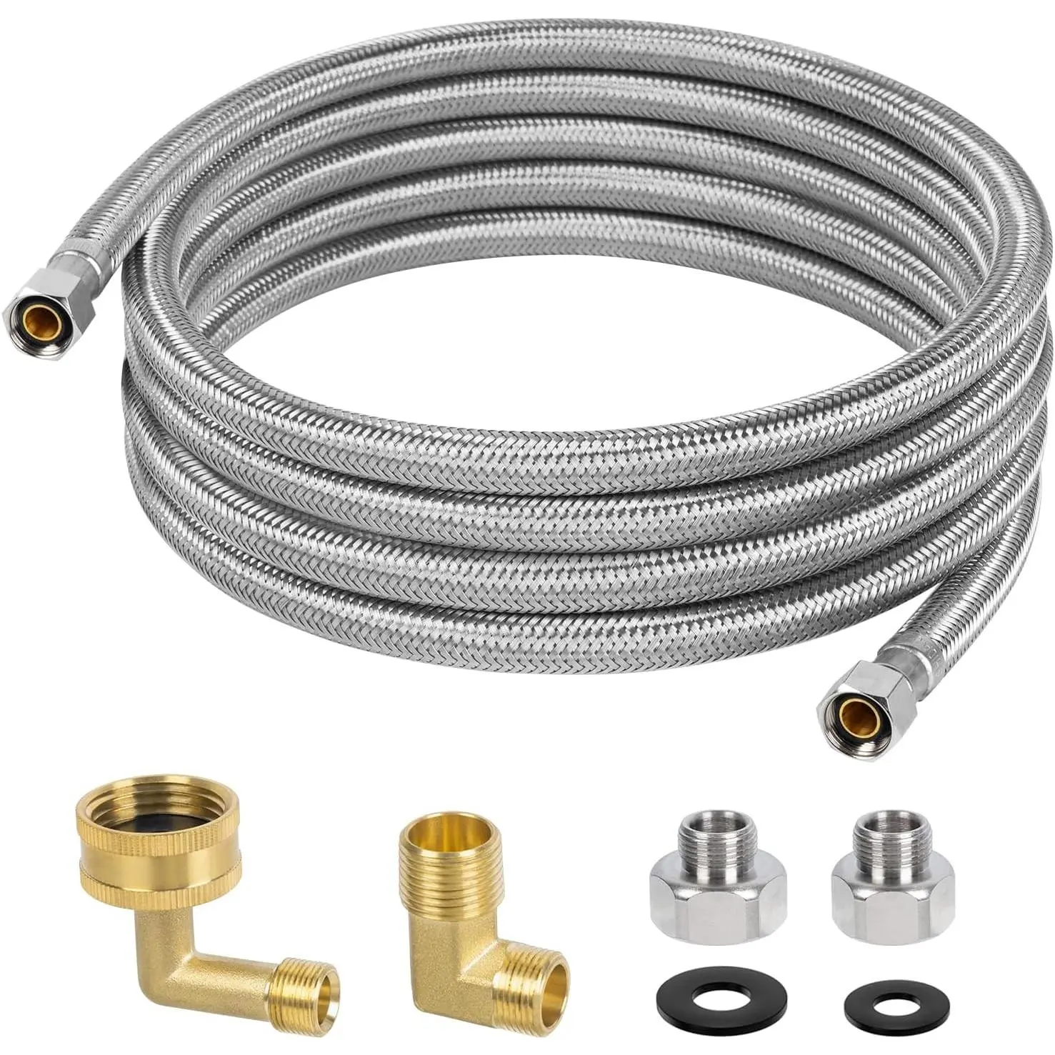 10 FT Dishwasher Installation Kit, Braided Stainless Steel Water Supply Line with 3/8" Compression Connectors, Burst-Resistant Inner Tube, Certified Safe