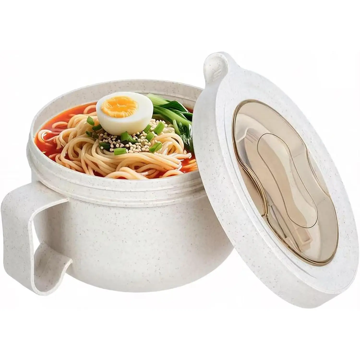 Microwave Bowl Set with  and Handles,Ramen Noodles Cup Mug for  Noodles,Oatmeal,Salad,Soup,Cereal,Ideal for ,Office, Dorm (1Beige)