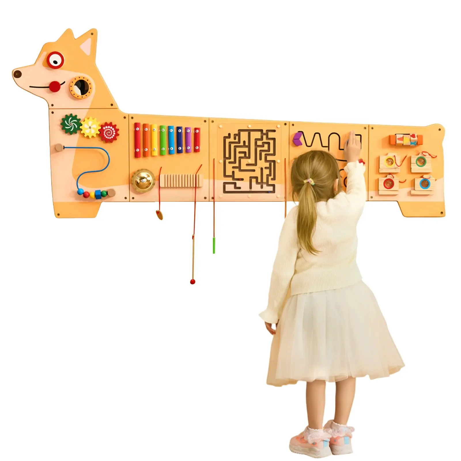 【DealsForYouDays】VEVOR Puppy Activity Wall Busy Board Panels, 12 Activities, Montessori Sensory Wall Toy for Kids 3-12 Years, Montessori Learning Activity Center, Ideal for Toddler Playroom Nursery Classroom