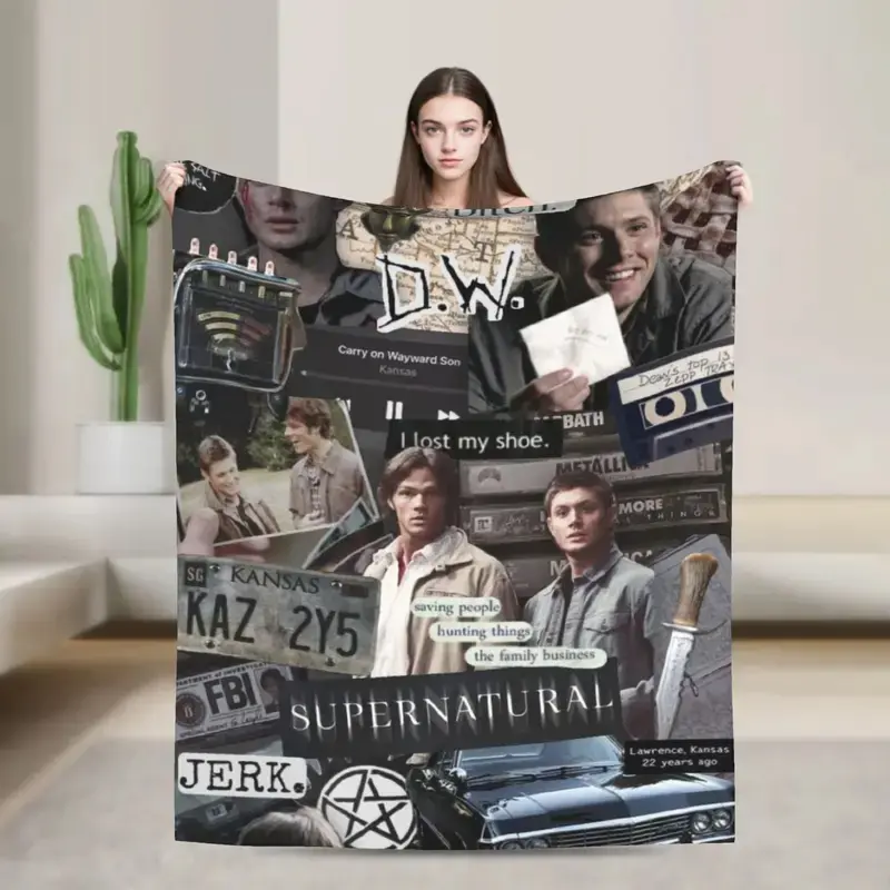 Supernatural Dean Winchester Sam Blanket Super Soft Warm  Throw Blankets for Sofa 50x60 Inch Multi-size Bedspreads