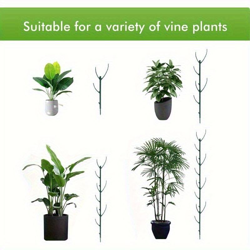 10 Pieces Stackable Plant Support Stakes with 2 Rolls of Tape - Green Plastic Cages for Tree Branch Fencing, Climbing Plants, and Indoor/Outdoor Potted Flowers, Climbing Plant Support|Leaf Design Stake|Durable plastic stakes, plant support clips