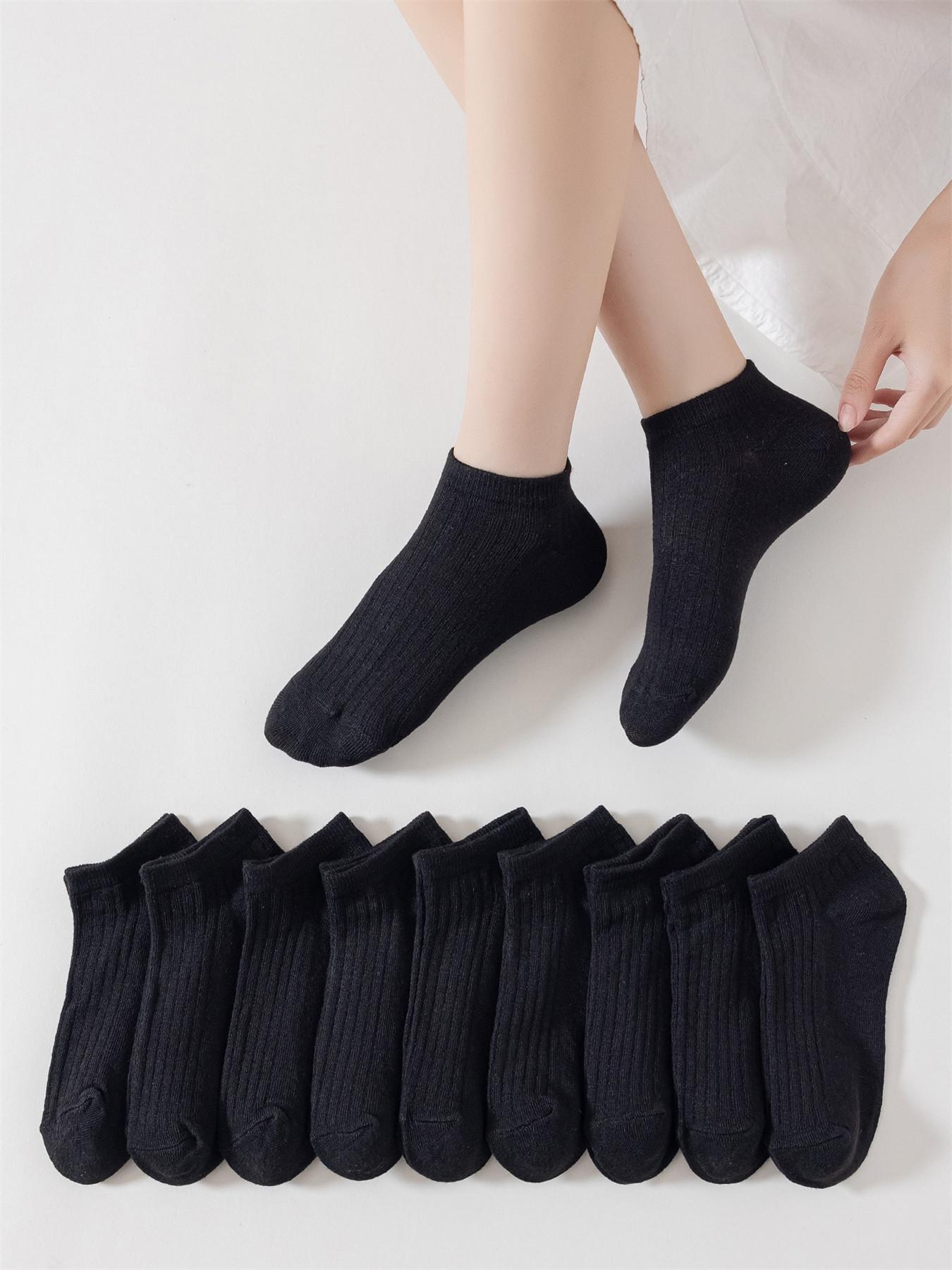 Women's 10 Pairs Solid Minimalist Basic Ankle Socks, Summer 2024 Womenswear Fashion Casual Cozy Breathable Comfort Low Cut Socks for Daily Outdoor Casual Wear, Women Socks for Summer