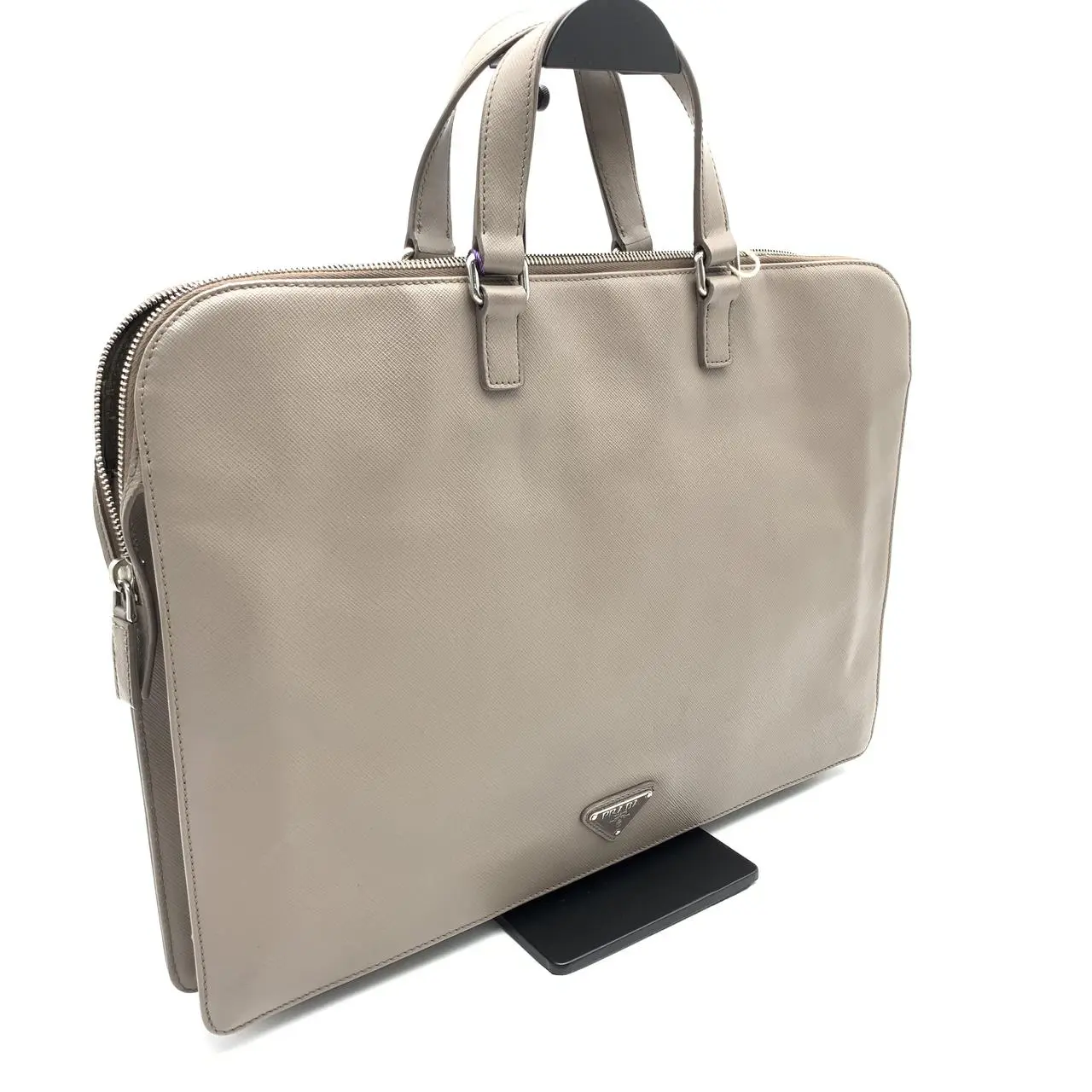Pre-owned Prada gray briefcase/10009328/luxury medium size men's business bag