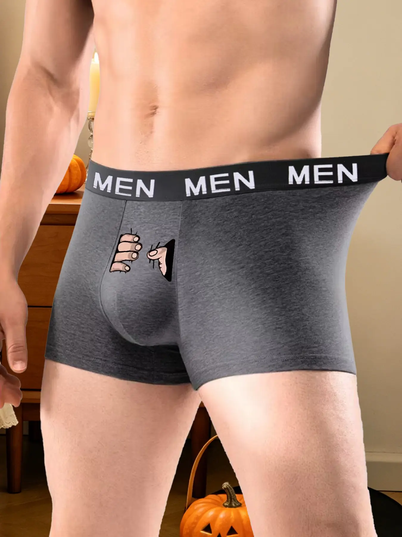Men's Halloween Print Briefs, Soft Breathable Mid-Waist, Casual Fitted Underwear, Comfortable Daily Wear, Funny and Fun Design