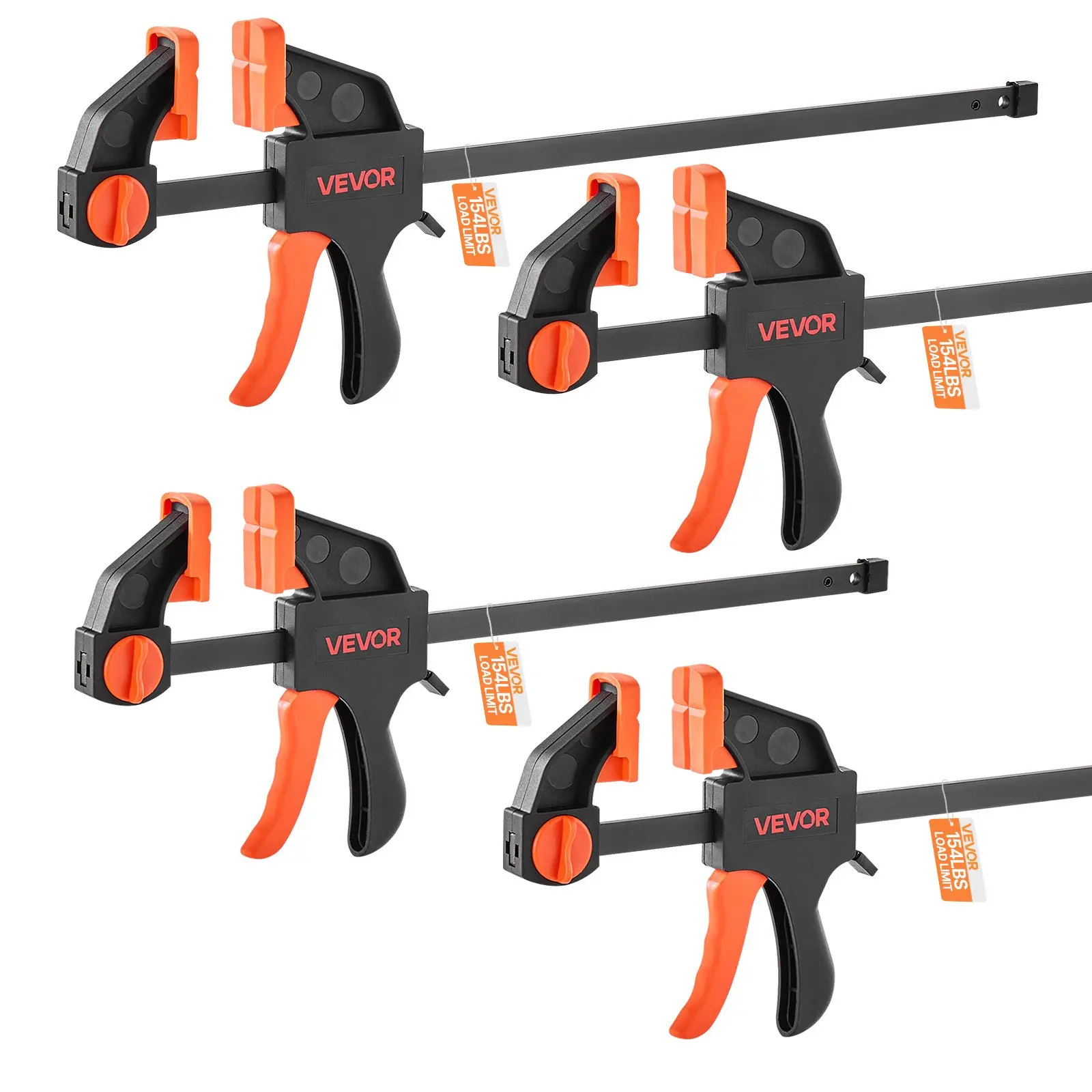 【Summerfinds】VEVOR Bar Clamps for Woodworking, 2-Pack 12 inch and 2-Pack 6 inch, One-Handed Clamp/Spreader, Quick-Grip F-Clamp with 154 lbs Load Limit, Premium Plastic and Steel, for Woodworking Metal working